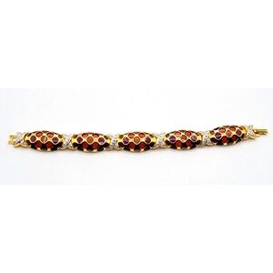 JOAN RIVERS‎ PLIQUE A JOUR PANEL BRACELET CRYSTALS SIGNED VINTAGE 7 1/2"